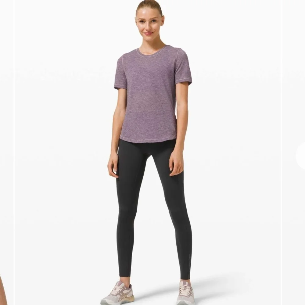 Lululemon Women's Long Distance Short Sleeve Tee Heathered Lilac Sz 2 - Picture 1 of 10